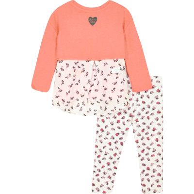 Mini girls pink top ladybird leggings outfit